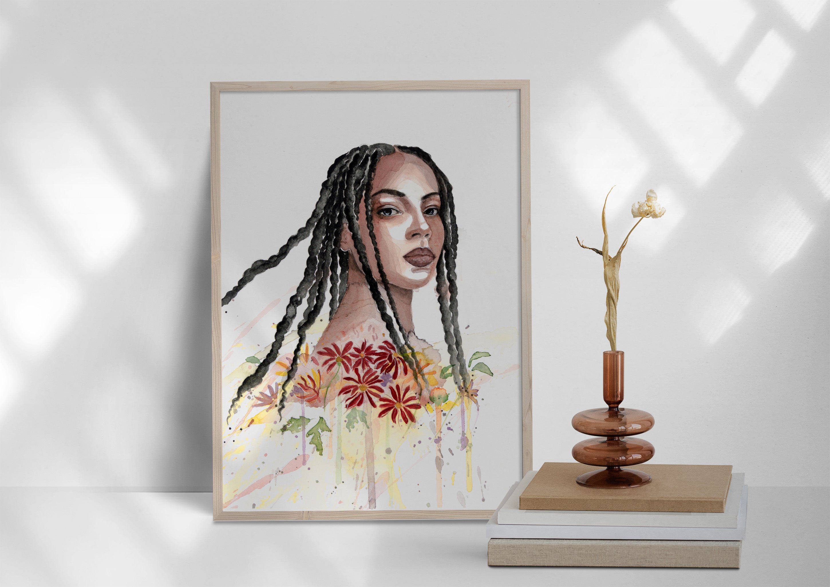 Print Floral Awakening - Watercolor portrait