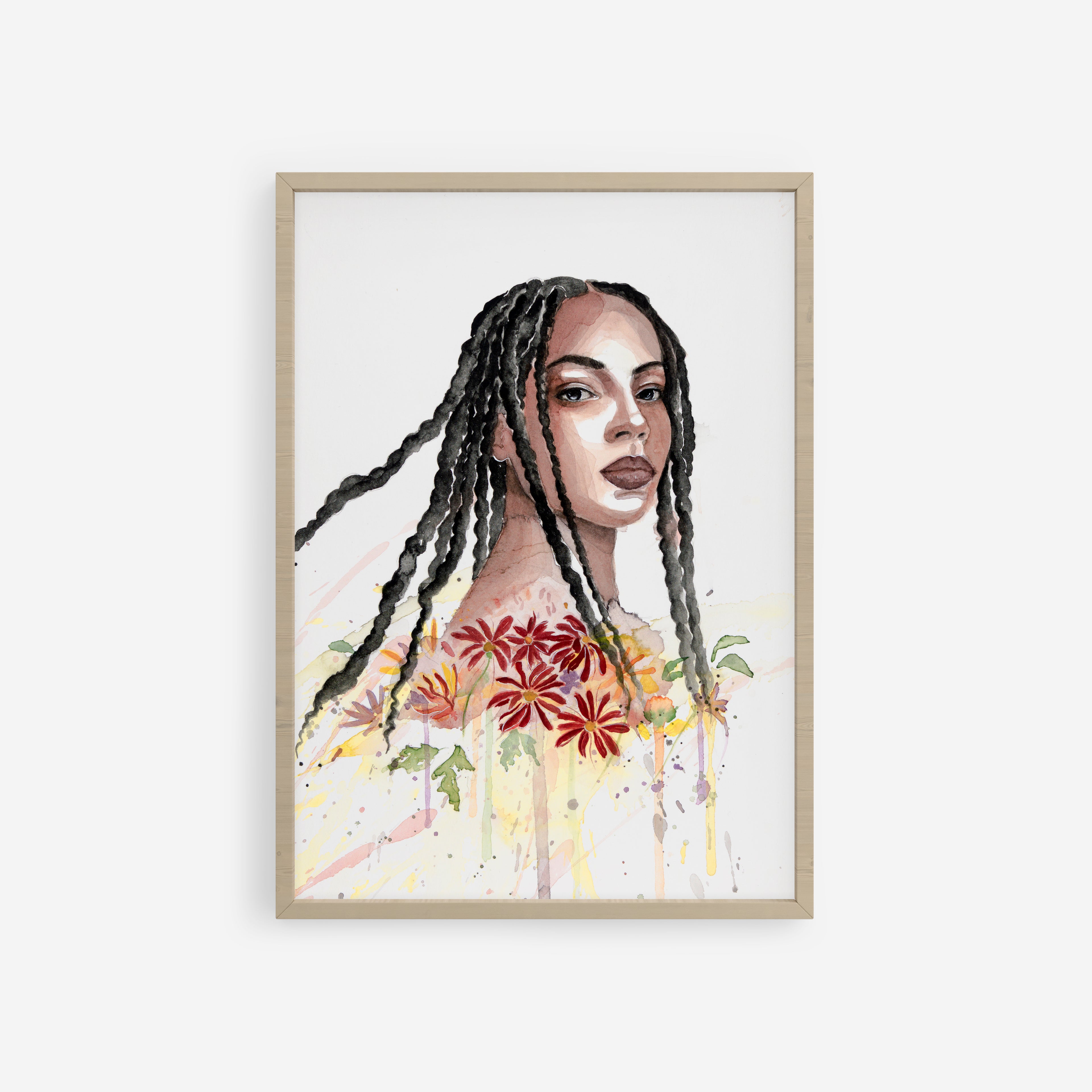 Print Floral Awakening - Watercolor portrait